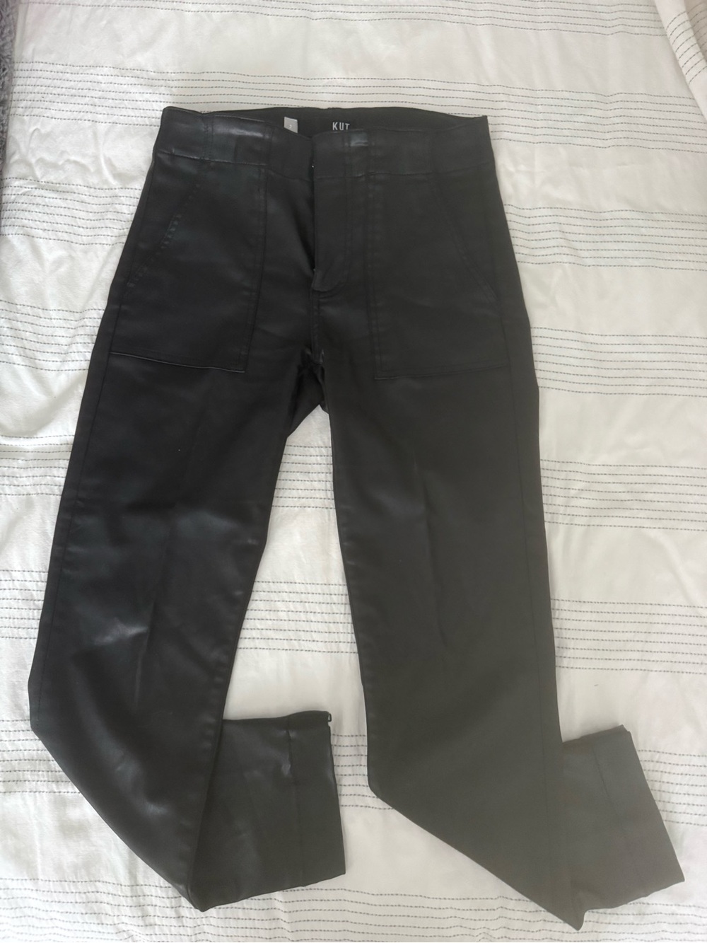 KUT from the Kloth black coated pants